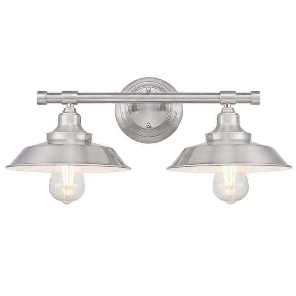 Westinghouse Fixture Wall 60W 2-Light Iron Hill 12In, Brushed Nickel Shades 6110300 - main
